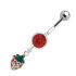 Bauchnabel Piercing mit 925 Silber Erdbeer Design, 1.6x6mm / 1.6x8mm / 1.6x10mm / 1.6x12mm / 1.6x14mm