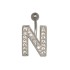 Bauchnabel Körperschmuck Piercing im ABC-Design mit Zirkonien - Buchstabe N,1.6x6mm / 1.6x8mm / 1.6x10mm / 1.6x12mm / 1.6x14mm
