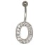 Bauchnabel Körperschmuck Piercing im ABC-Design mit Zirkonien - Buchstabe O,1.6x6mm / 1.6x8mm / 1.6x10mm / 1.6x12mm / 1.6x14mm