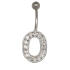 Bauchnabel K&ouml;rperschmuck Piercing im ABC-Design mit Zirkonien - Buchstabe O,1.6x6mm / 1.6x8mm / 1.6x10mm / 1.6x12mm / 1.6x14mm