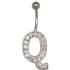 Bauchnabel K&ouml;rperschmuck Piercing im ABC-Design mit Zirkonien - Buchstabe Q,1.6x6mm / 1.6x8mm / 1.6x10mm / 1.6x12mm / 1.6x14mm