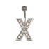 Bauchnabel Körperschmuck Piercing im ABC-Design mit Zirkonien - Buchstabe X,1.6x6mm / 1.6x8mm / 1.6x10mm / 1.6x12mm / 1.6x14mm