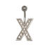 Bauchnabel K&ouml;rperschmuck Piercing im ABC-Design mit Zirkonien - Buchstabe X,1.6x6mm / 1.6x8mm / 1.6x10mm / 1.6x12mm / 1.6x14mm