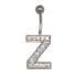 Bauchnabel K&ouml;rperschmuck Piercing im ABC-Design mit Zirkonien - Buchstabe Z,1.6x6mm / 1.6x8mm / 1.6x10mm / 1.6x12mm / 1.6x14mm