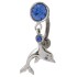 Bauchnabel Piercing mit 925 Sterling Silber Motiv beweglicher Delphin mit Kristallen