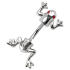 Bauchnabel Piercing mit doppeltem Design - Frosch mit kleinen Swarovski Steinen als Augen