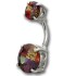 Bauchnabel Piercing mit zwei Multi-Color Kristallen, 7 & 11mm Durchmesser