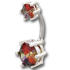 Bauchnabel Piercing mit zwei Multi-Color Kristallen, 5 & 8mm Durchmesser