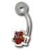 Bauchnabel Piercing mit einem Multi-Color Kristall, 8mm Durchmesser
