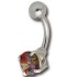 Bauchnabel Piercing mit einem Multi-Color Kristall, 11mm Durchmesser