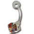 Bauchnabel Piercing mit einem Multi-Color Kristall, 11mm Durchmesser