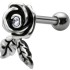 TIP Ohrpiercing mit 925 Silber Rosen und einem klaren Kristallstein