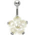 316L Bauchnabel Piercing mit Perlmutt-Motiv Bl&uuml;te