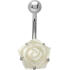 316L Bauchnabel Piercing mit Perlmutt-Motiv Rosenbl&uuml;te