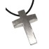 Edelstahlanhänger Kreuz, groß und wunderbar gebürstet inkl. Lederkette 46cm / 54cm