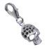 Skull pendant to attach to a charm bracelet, deadly chic, black crystals in the skull