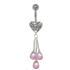 Bauchnabel Piercing mit Motiv aus 925 Sterling Silber und drei  Anh&auml;nger-Briolette-Kristallen