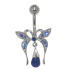 Bauchnabel Piercing mit Briolette-Anh&auml;nger Sterling Silber - Schmetterling
