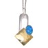 Feines Collier  OPP03 aus 925 Sterling Silber teilweise vergoldet mit synthetischem Opal - dunkelblau
