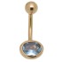 Bauchnabel 9 Karat, todschick, mit aquamarinfarbenem Kristall