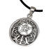 Runder Anh&auml;nger aus 925 Sterling Silber, Pentagramm, Symbole