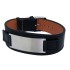 Schwarzes Lederarmband mit mattierter Edelstahlplatte