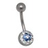 Crystallines Bauchnabel Körperschmuck Piercing, farbig abgesetztes Blumen-Motiv