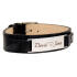 Schmales Lederarmband schwarz mit mattierter Gravurplatte und individueller Gravur