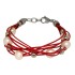 Lederarmband rot mit weißen und silbernen Kunstperlen