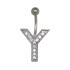 Bauchnabel K&ouml;rperschmuck Piercing im ABC-Design mit Zirkonien - Buchstabe Y,1.6x6mm / 1.6x8mm / 1.6x10mm / 1.6x12mm / 1.6x14mm
