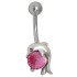 Piercing gebogen Bauchnabel Delphin kuschelt mit Swarovski Kristall