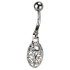 Bauchnabelpiercing 1.6x10mm mit ovalem ornamentalem, 3D-Silber Design
