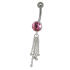 Bauchnabelpiercing mit 925 Silber Kettendesign und einem changierenden Kristall