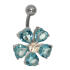 Bauchnabelpiercing mit 1.6x10mm 316L Stahlbanane und Bl&uuml;tendesign mit Kristallen - total prunkvoll!