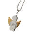 Anhänger Engel aus Edelstahl mit goldenen Flügeln und individueller Gravur