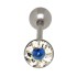 Zungenpiericing aus Chirurgenstahl Barbell mit Kristallen 1.6x16mm