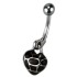 Bauchnabel Piercing mit Herz Anhänger in 925 Sterling Silber, schwarz eingefärbt