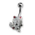 Bauchnabelpiercing 1.6x10mm mit farbiger Katze aus 925 Silber