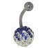 Bauchnabelpiercing mit vielen weißen und flieder farbenen Kristallen in einer Epoxitmasse in 1.6x6mm / 1.6x8mm / 1.6x10mm / 1.6
