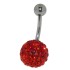 Bauchnabelpiercing mit vielen roten und orangen Kristallen in einer Epoxitmasse in 1.6x6mm / 1.6x8mm / 1.6x10mm / 1.6x12mm / 1.