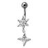 Bauchnabel Piercing mit gefassten Zirkonien, zwei Stern-Anh&auml;nger