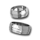 Titan Ring mit Diamant 2 Rillen seitlich