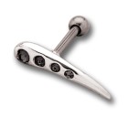Helix Ohrpiercing 1.2x6mm mit Schwinge Desingn aus 925 Sterling Silber und vier kleinen  Swarovski Kristallen.