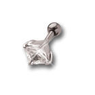 Helix Ohrpiercing 1.2x6mm mit 925 Sterling Silberdesign mit einem eckigem Kristall