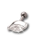 Helix ear piercing 1.2x6mm with 925 Sterling Silver design with an oval shaped crystal