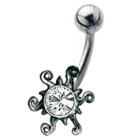 Bauchnabel Piercing mit Silber Design - die Sonne strahlt
