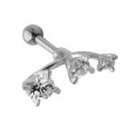 Helix Ohrpiercing 1.2x6mm mit 925 Sterling Silberdesign mit drei klaren Kristallen