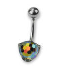 Bauchnabel K&ouml;rperschmuck Piercing aus 925 Silber mit rundem Disco Stein