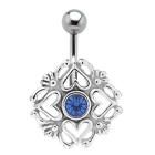 Bauchnabel Piercing mit Silber Design Herzen und Ged&ouml;ns
