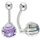 Bauchnabel Körperschmuck Piercing mit Knochenhände Design aus 925 Silber